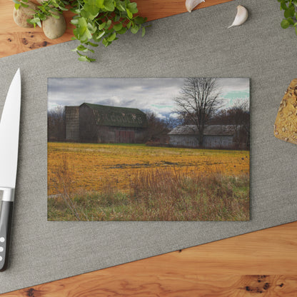 U R There Photography Fields of Golden Clover Rustic Farmhouse Tempered-Glass Cutting Board