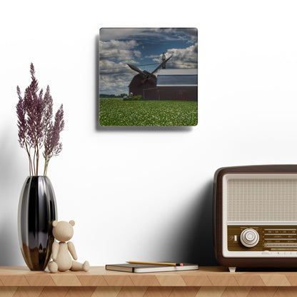 U R There Photography South Reese Road Reds Rustic Farmhouse Acrylic Analog Wall Clock