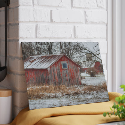 U R There Photography Frenchline Road Red Shack and Barn Rustic Farmhouse Tempered-Glass Cutting Board