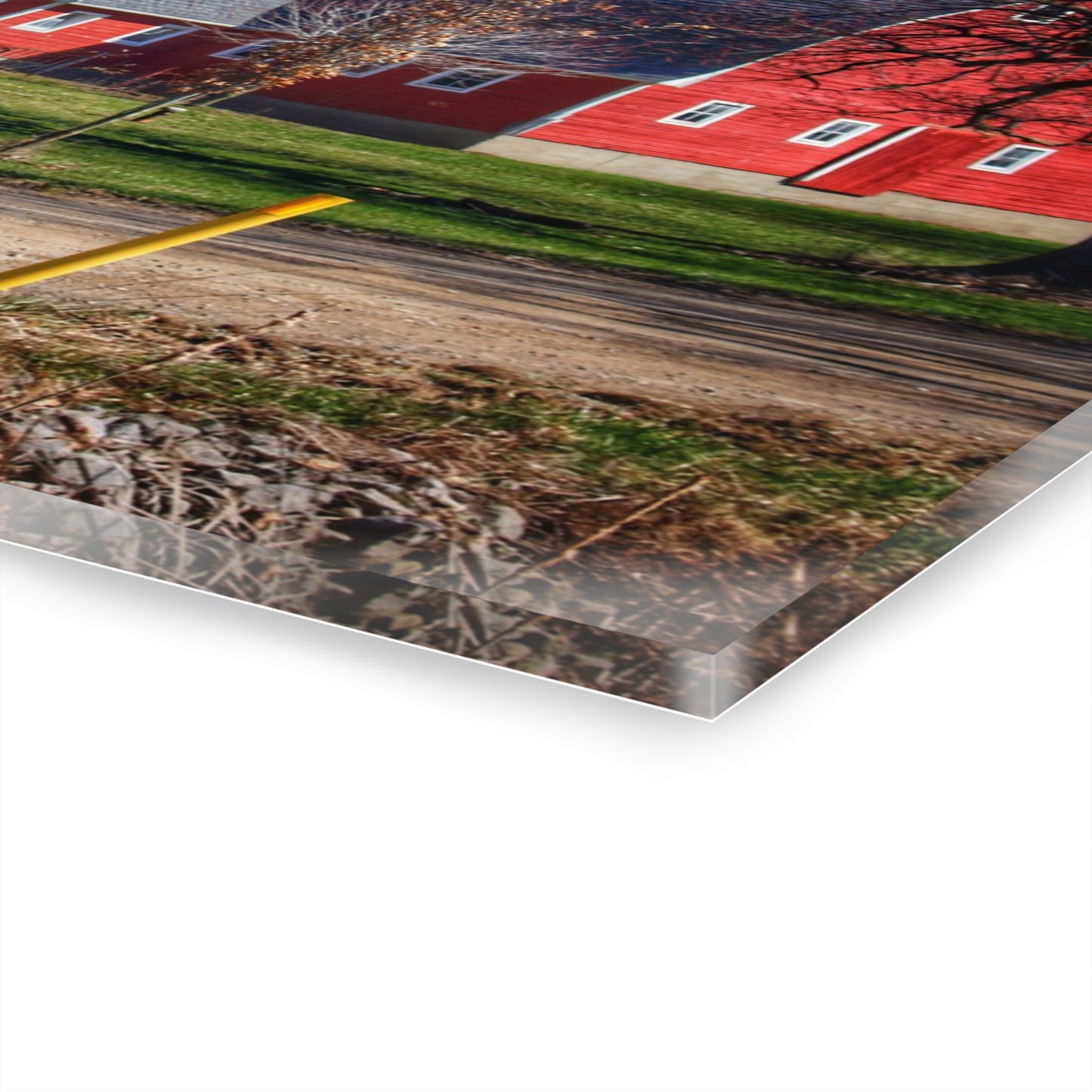 U R There Photography Hough Road Reds and Silo II Rustic Farmhouse Acrylic Wall Print