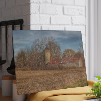 U R There Photography Brief Road Blue Rustic Farmhouse Tempered-Glass Cutting Board