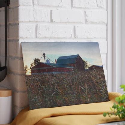 U R There Photography Haines Road Hidden Reds Rustic Farmhouse Tempered-Glass Cutting Board