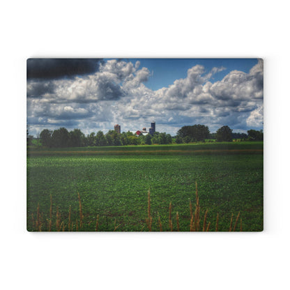 U R There Photography Farm from a Distance Rustic Farmhouse Tempered-Glass Cutting Board