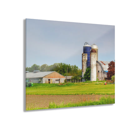 U R There Photography M-25 Old Grey and Silos Rustic Farmhouse Acrylic Wall Print