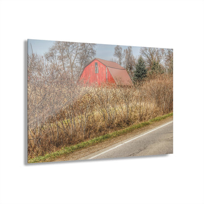 U R There Photography South Lake Pleasant Road Red Rustic Farmhouse Acrylic Wall Print