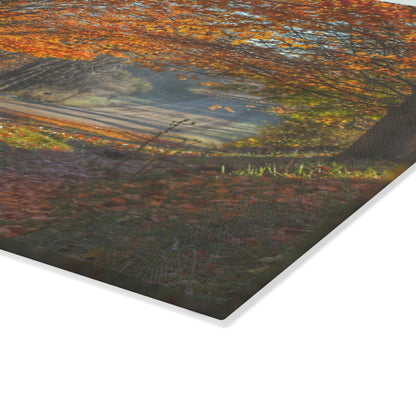 U R There Photography Fall on Oak Road Rustic Farmhouse Tempered-Glass Cutting Board