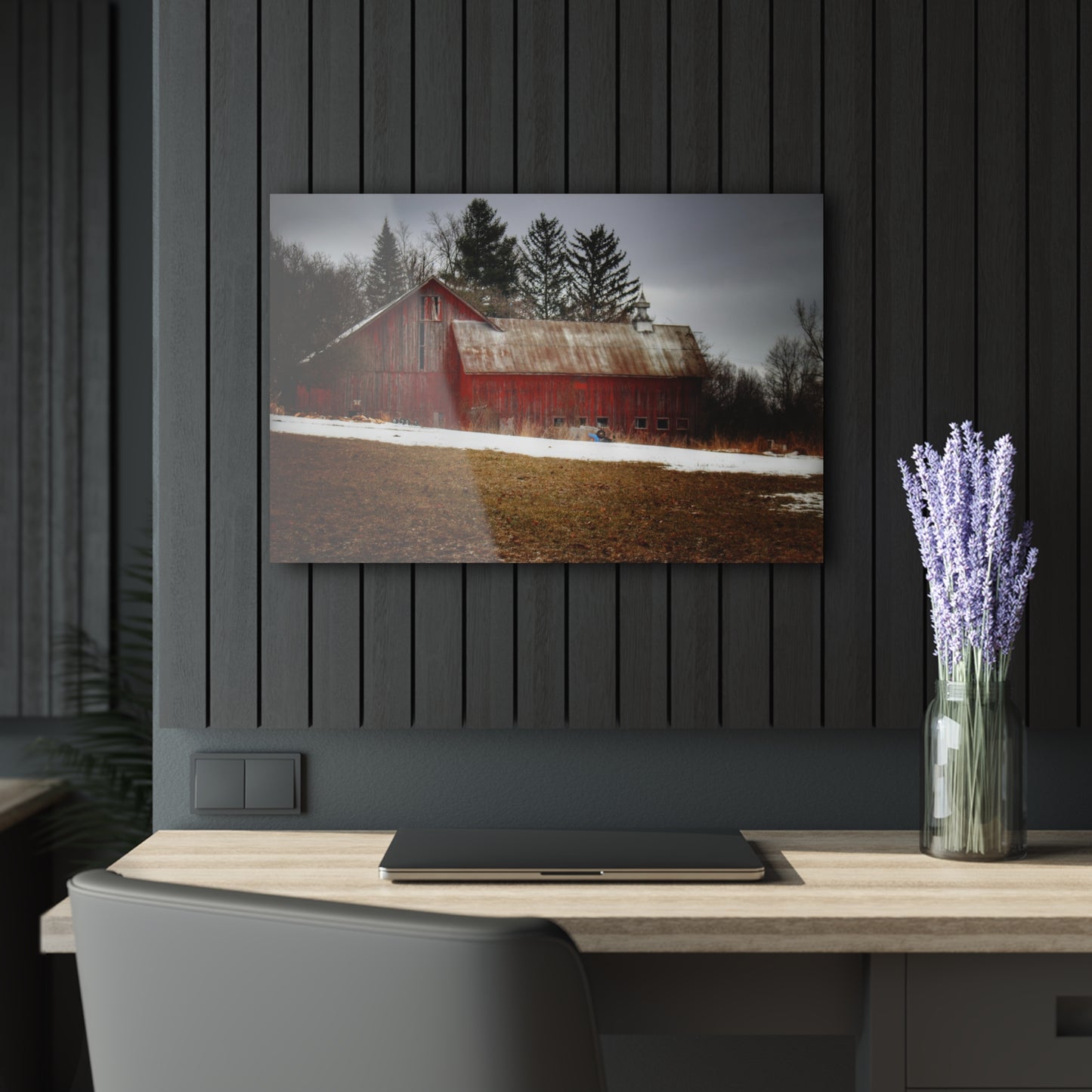 U R There Photography Blacks Corners Road Red Rustic Farmhouse Acrylic Wall Print