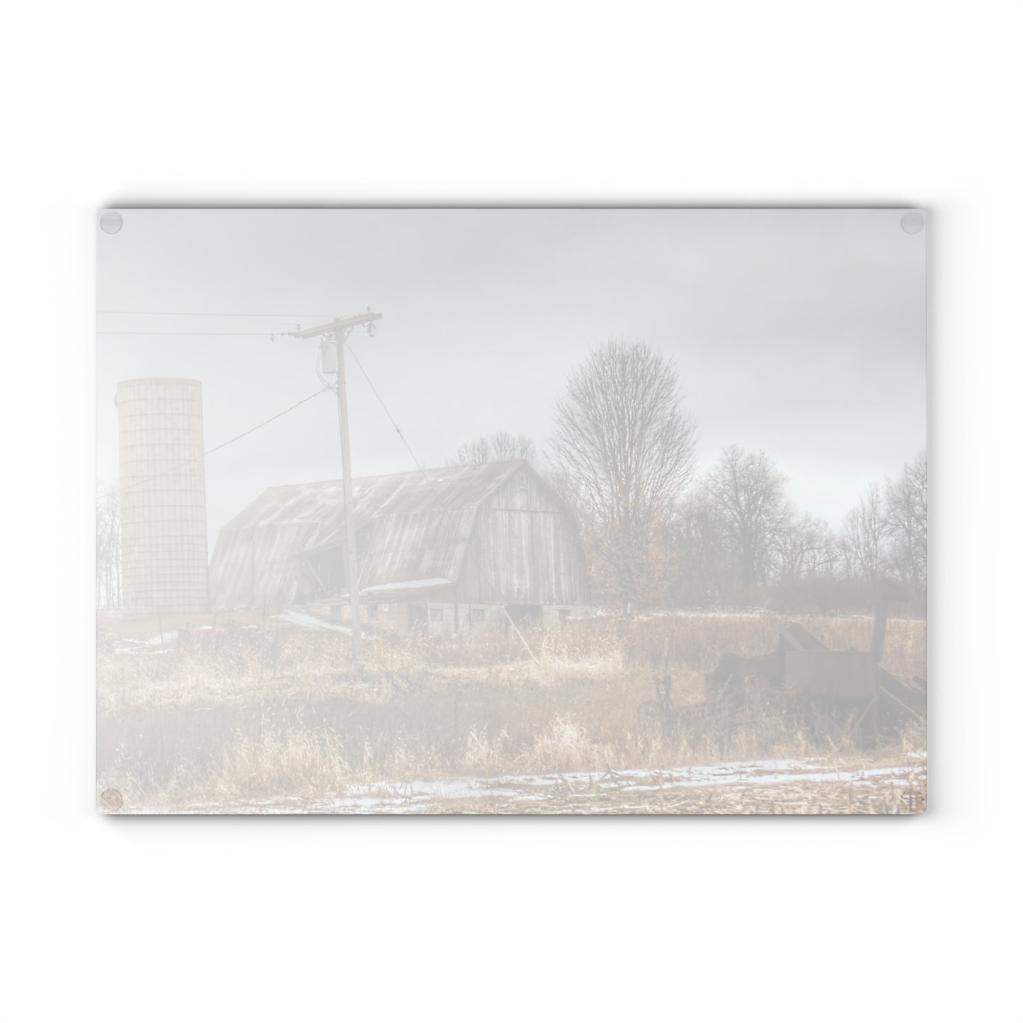 U R There Photography Norway Lake Road Grey Rustic Farmhouse Tempered-Glass Cutting Board