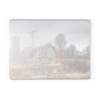 U R There Photography Norway Lake Road Grey Rustic Farmhouse Tempered-Glass Cutting Board