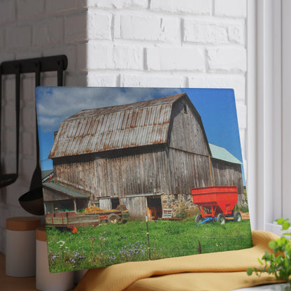 U R There Photography Kings Mill Grey Rustic Farmhouse Tempered-Glass Cutting Board