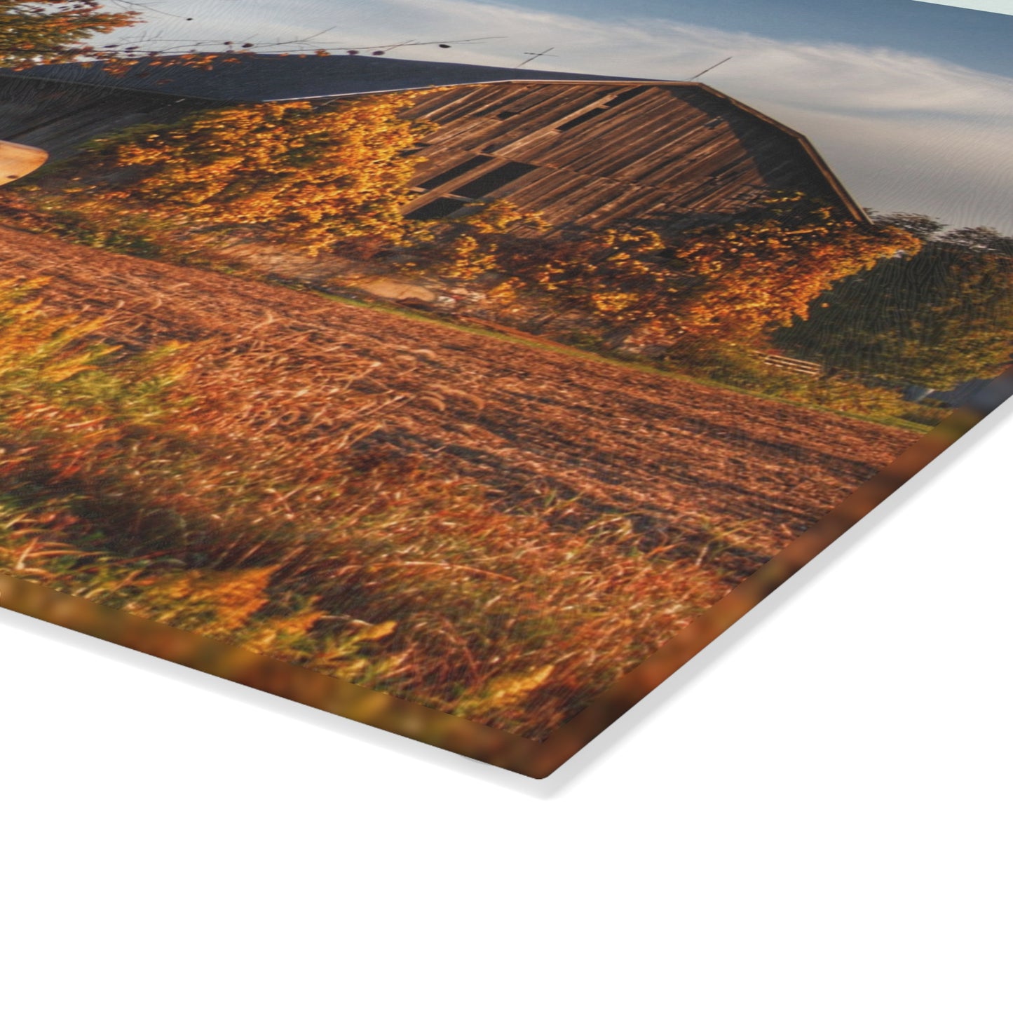 U R There Photography Lake Pleasant Road Grey Rustic Farmhouse Tempered-Glass Cutting Board 11"x 15"