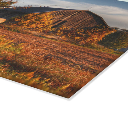 U R There Photography Lake Pleasant Road Grey Rustic Farmhouse Tempered-Glass Cutting Board 11"x 15"