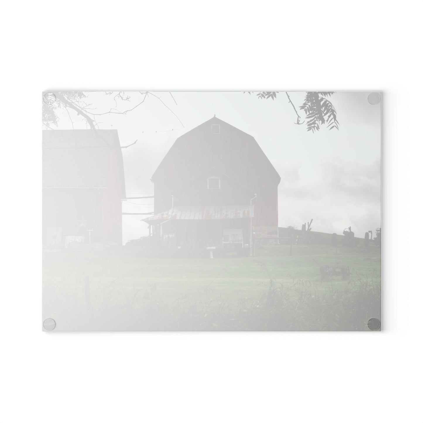 U R There Photography Bishop Road Reds II Rustic Farmhouse Tempered-Glass Cutting Board 8"x 11"