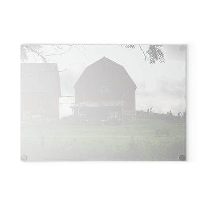 U R There Photography Bishop Road Reds II Rustic Farmhouse Tempered-Glass Cutting Board 8"x 11"
