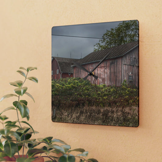 U R There Photography Washburn Reds Rustic Farmhouse Acrylic Analog Wall Clock