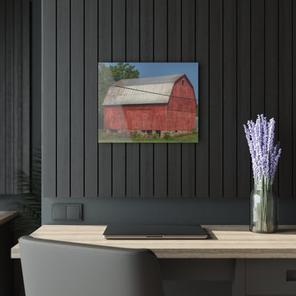 U R There Photography Belsay Road Red Rustic Farmhouse Acrylic Wall Print