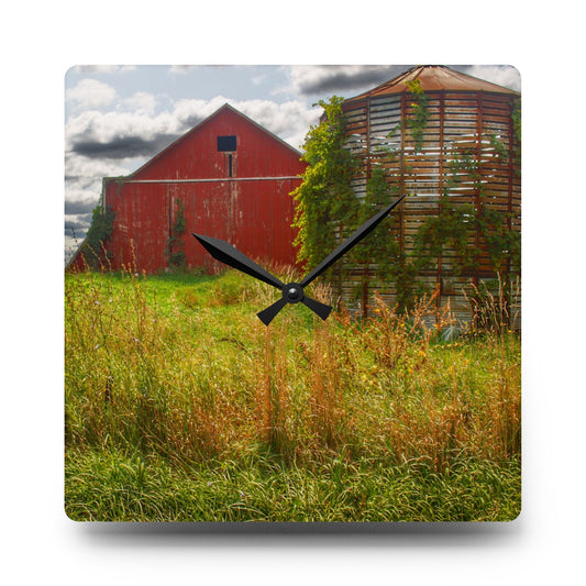 Roadside Relics Rustic Farmhouse Acrylic Analog Wall Clock 10.75'' × 10.75'' (Square)