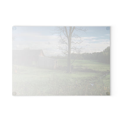 U R There Photography West Oregon Road Hidden Red III Rustic Farmhouse Tempered-Glass Cutting Board