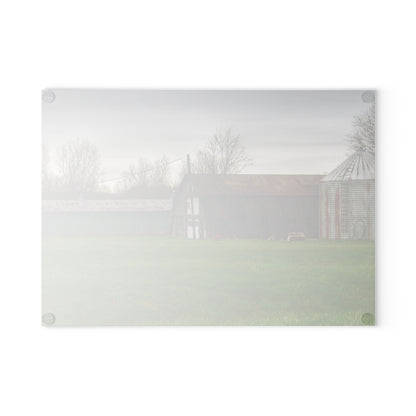 U R There Photography Hough Road Green Quonset III Rustic Farmhouse Tempered-Glass Cutting Board