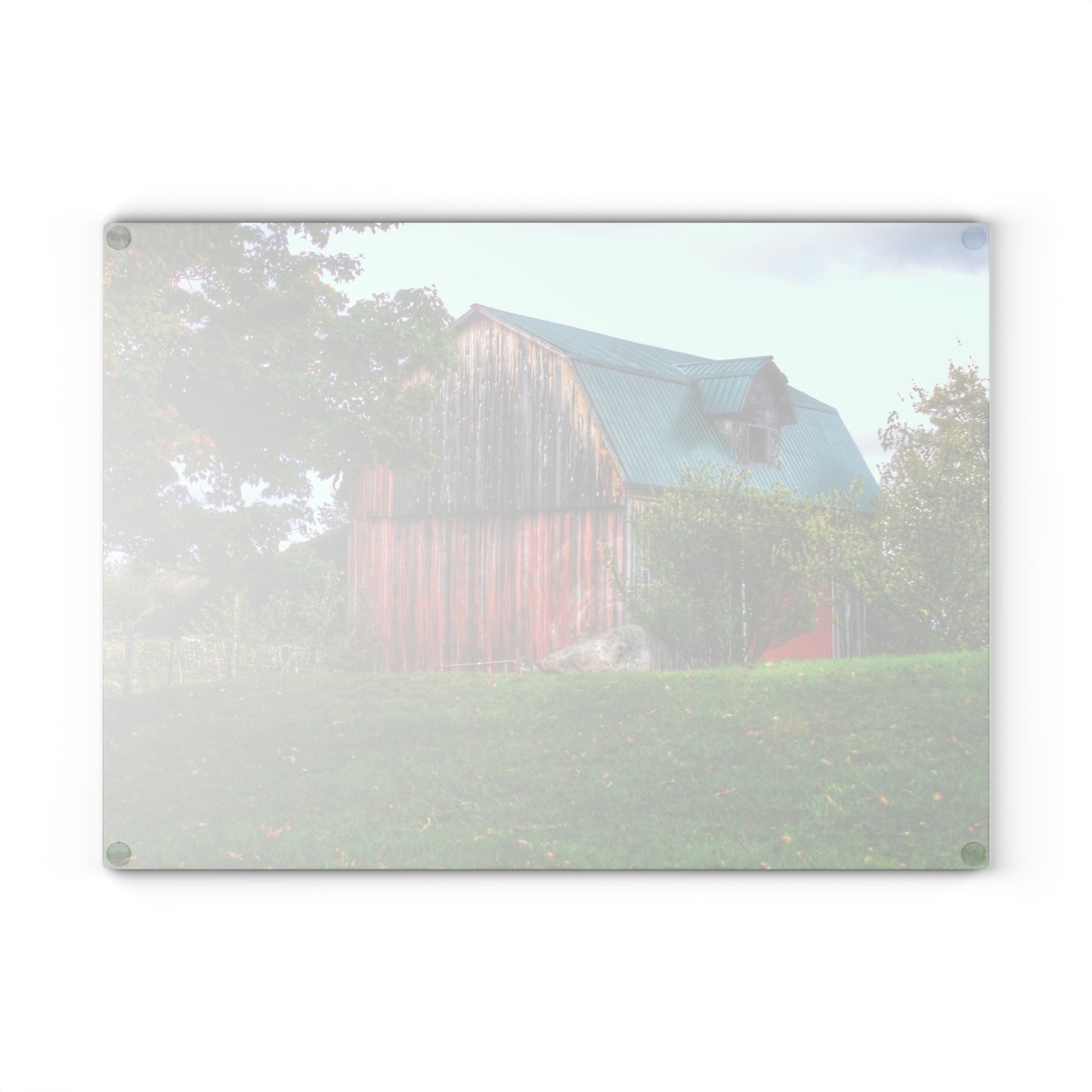 U R There Photography Frances Road Old Red I Rustic Farmhouse Tempered-Glass Cutting Board