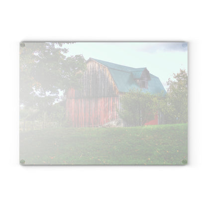 U R There Photography Frances Road Old Red I Rustic Farmhouse Tempered-Glass Cutting Board