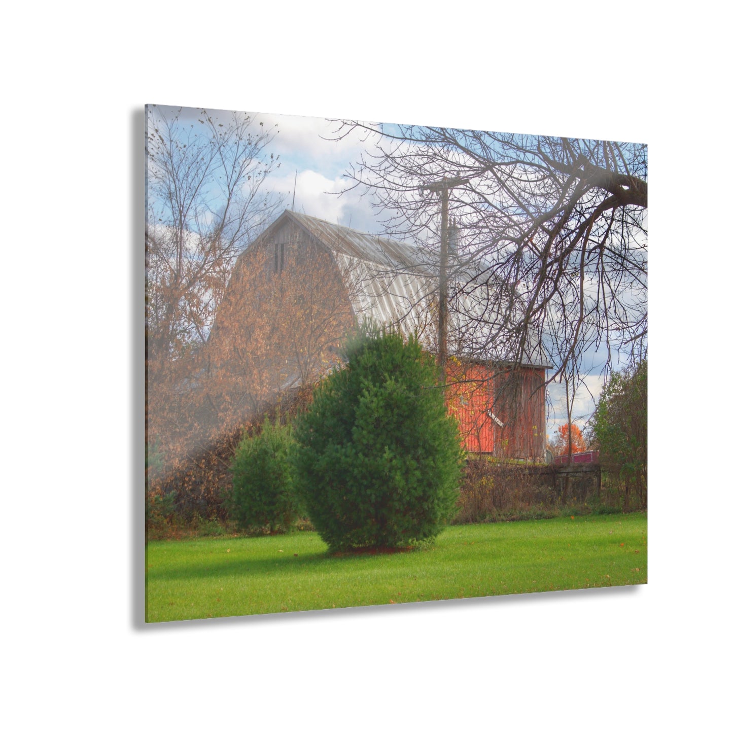 U R There Photography Millis Road Hidden Red Rustic Farmhouse Acrylic Wall Print