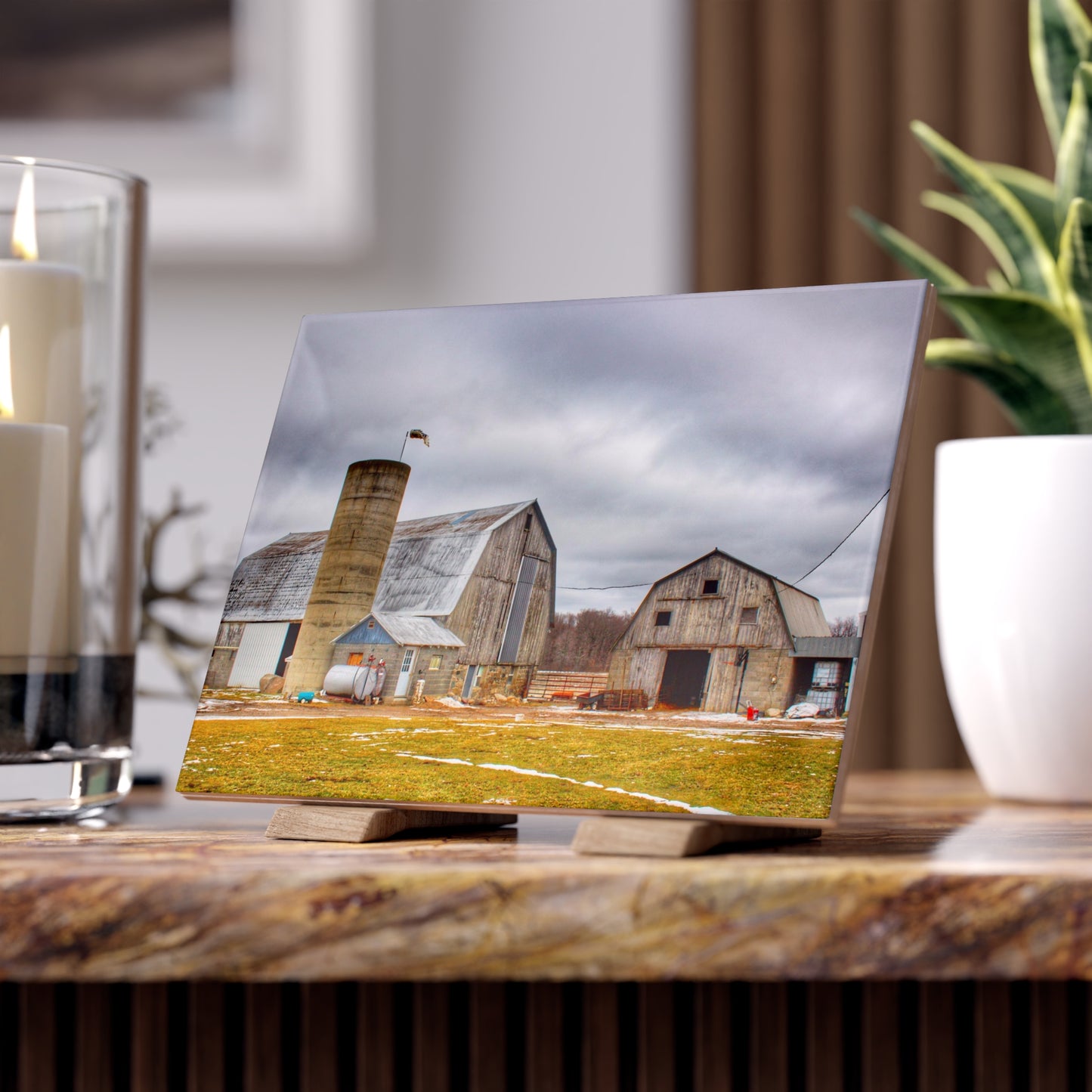 U R There Photography Chapman Greys Rustic Farmhouse Decorative Ceramic Tile