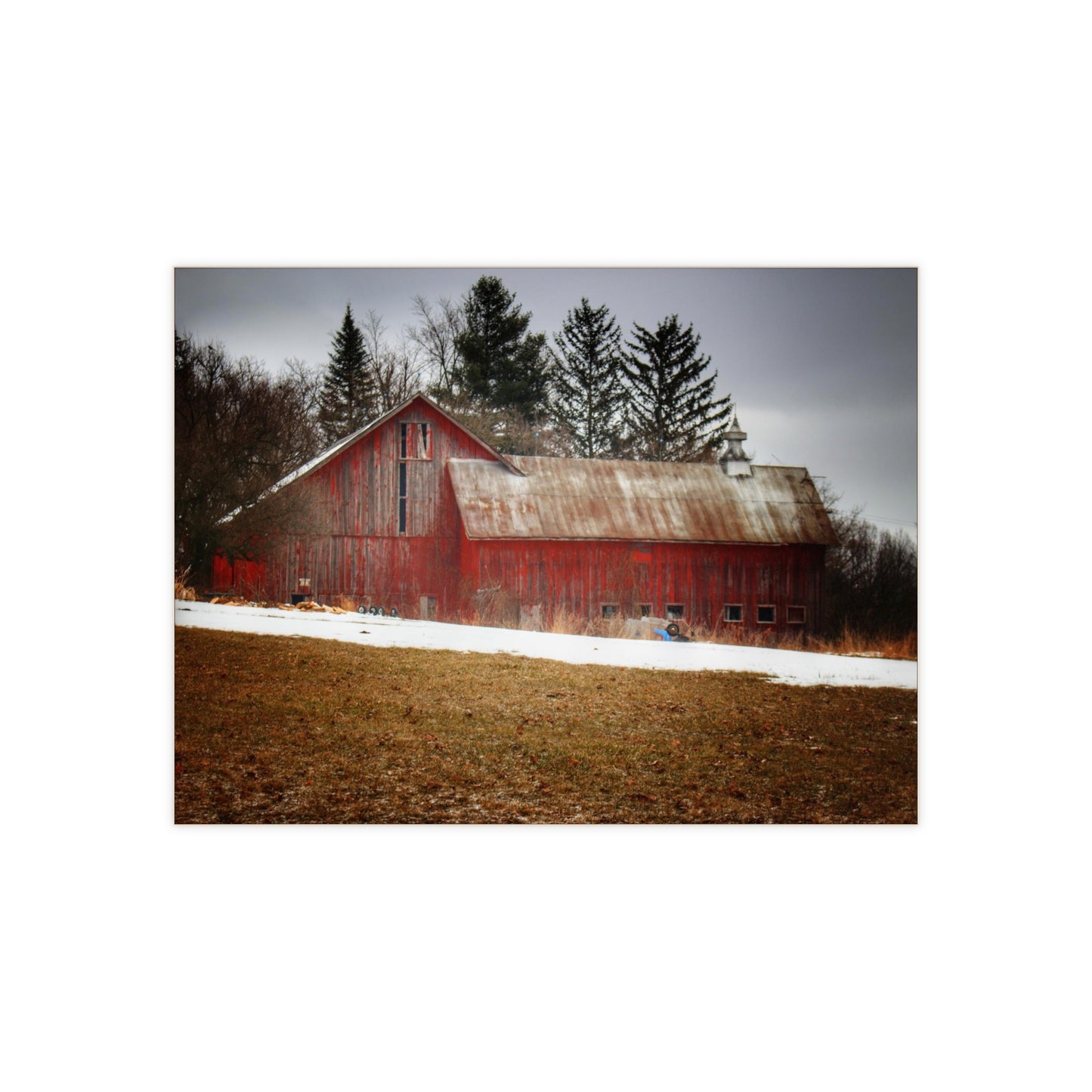 U R There Photography Blacks Corners Road Red Rustic Farmhouse Decorative Ceramic Tile