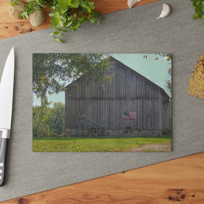 U R There Photography Sutton Road Patriot Grey II Rustic Farmhouse Tempered-Glass Cutting Board