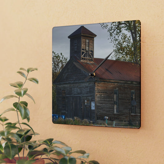 U R There Photography Taylor Road Church of Old Rustic Farmhouse Acrylic Analog Wall Clock
