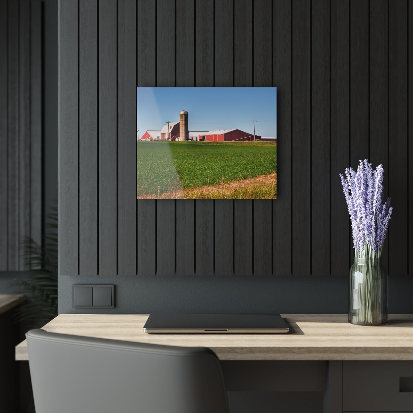 U R There Photography Pattison Road Farm Across the Field I Rustic Farmhouse Acrylic Wall Print