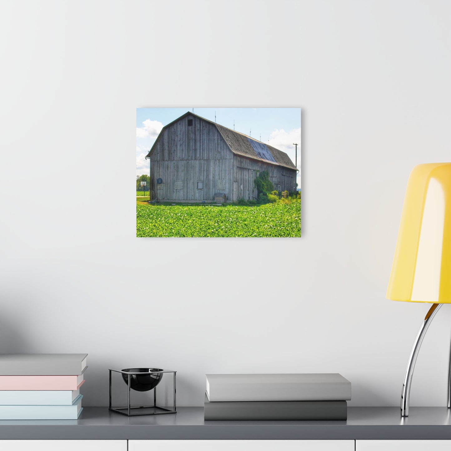 U R There Photography Morning Roadside Grey Rustic Farmhouse Acrylic Wall Print