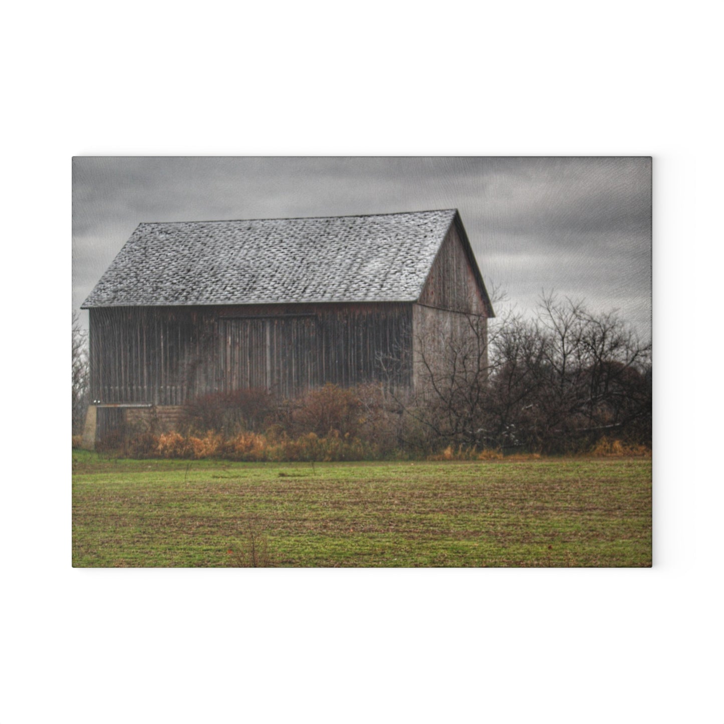U R There Photography Brown City Road Grey Rustic Farmhouse Tempered-Glass Cutting Board