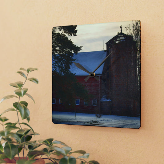 U R There Photography Ebeling Road Red Rustic Farmhouse Acrylic Analog Wall Clock