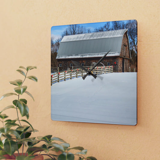 U R There Photography Morgan Lanes Cedar Shack Barn Rustic Farmhouse Acrylic Analog Wall Clock