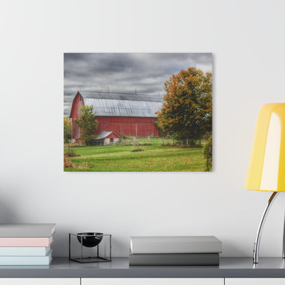 U R There Photography Columbiaville Red in Fall II Rustic Farmhouse Acrylic Wall Print