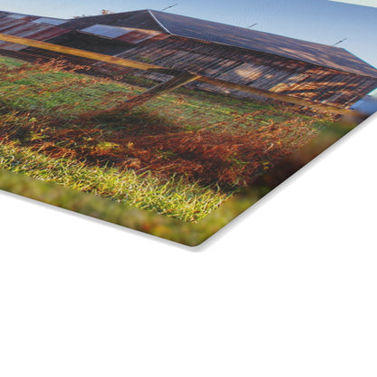 U R There Photography Hunters Creek Grey Saltbox Rustic Farmhouse Tempered-Glass Cutting Board