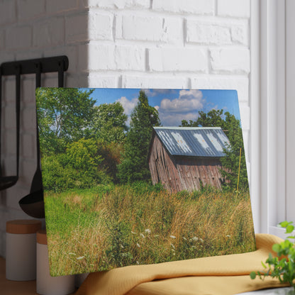 U R There Photography Lake Road Little Crooked Grey Rustic Farmhouse Tempered-Glass Cutting Board