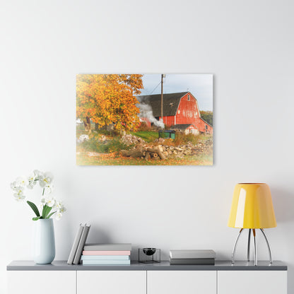U R There Photography Greenwood Road Red in the Fall Rustic Farmhouse Acrylic Wall Print