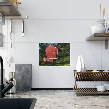 U R There Photography Oxford Red Rustic Farmhouse Decorative Ceramic Tile