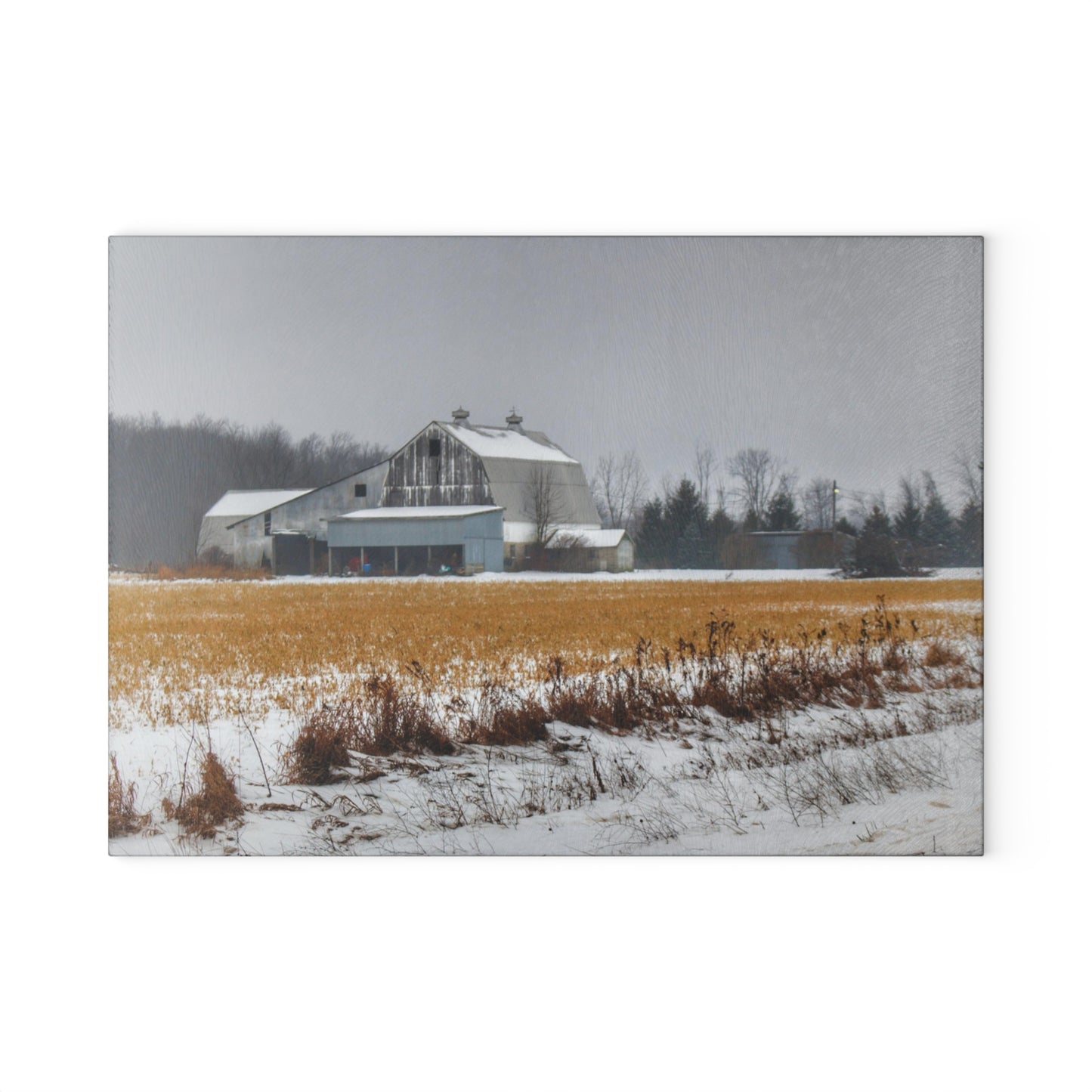 U R There Photography Argyle Road Grey Rustic Farmhouse Tempered-Glass Cutting Board
