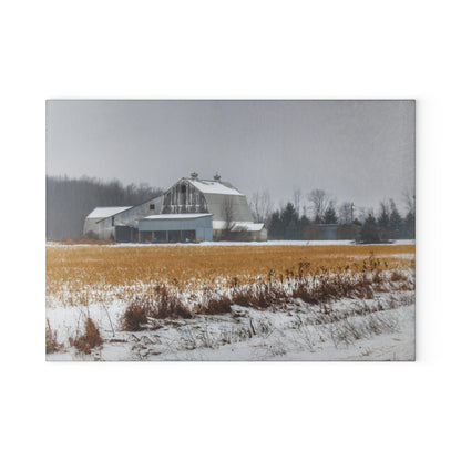 U R There Photography Argyle Road Grey Rustic Farmhouse Tempered-Glass Cutting Board