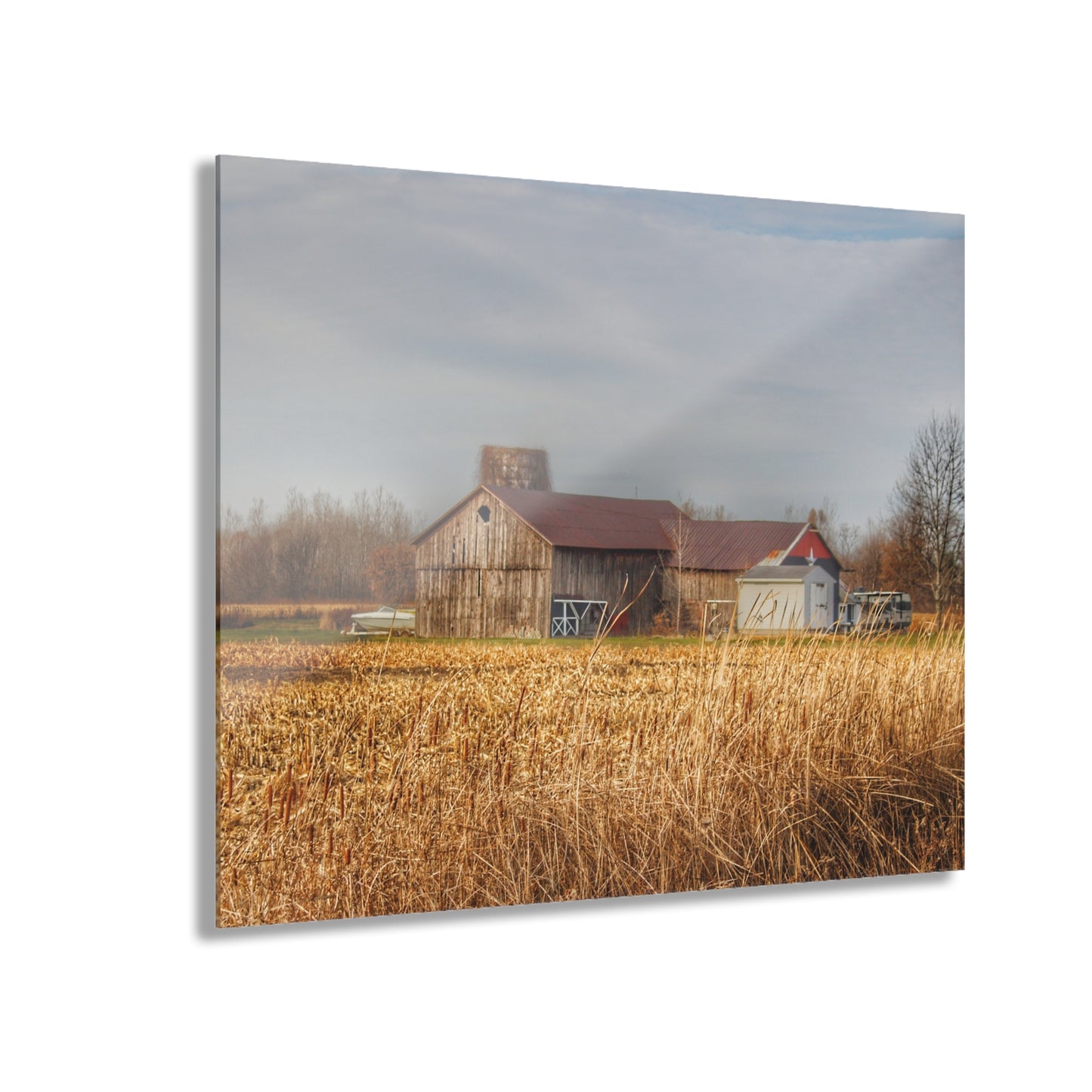 U R There Photography North Center Road Grey Rustic Farmhouse Acrylic Wall Print