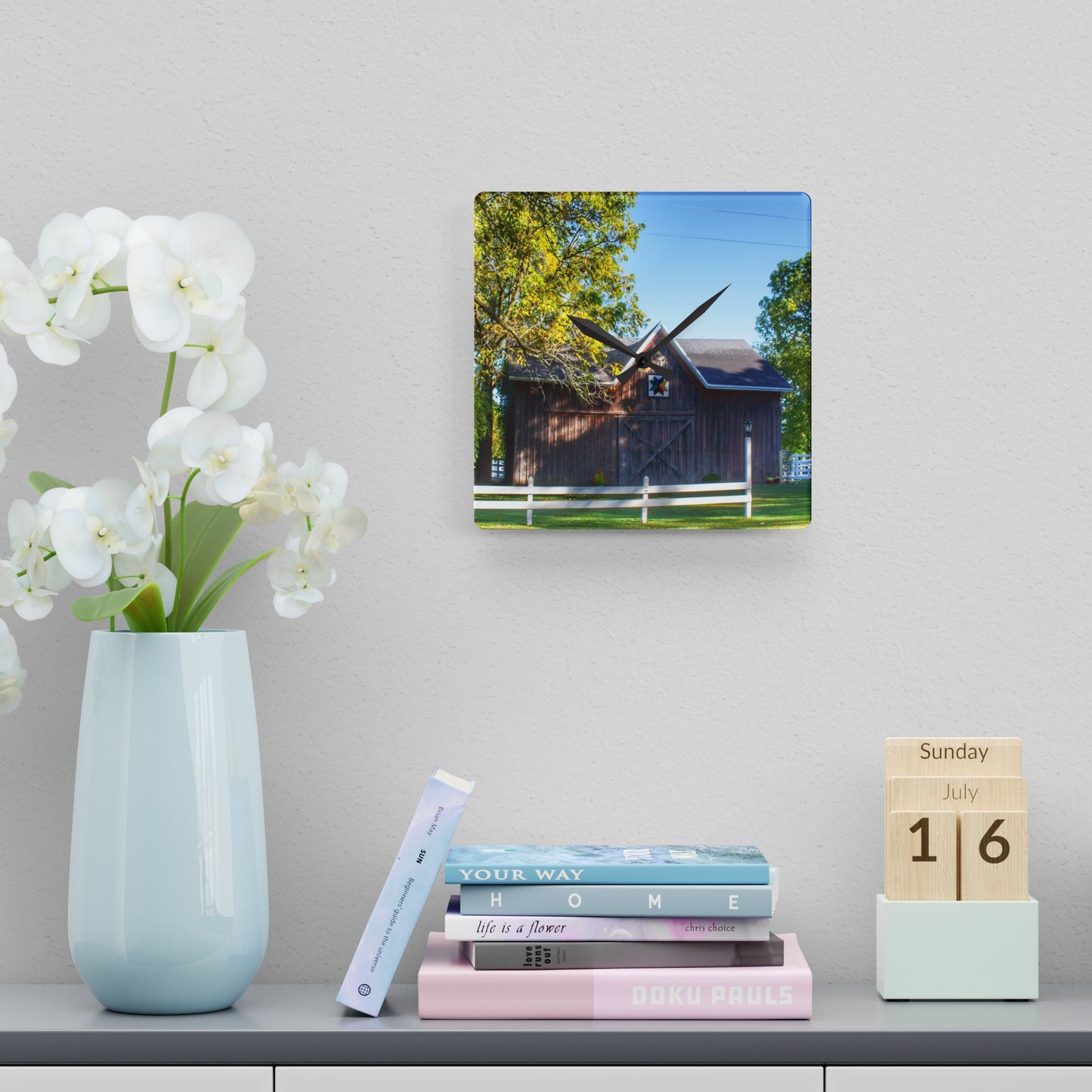 U R There Photography Hunters Creek Quilted I Rustic Farmhouse Acrylic Analog Wall Clock