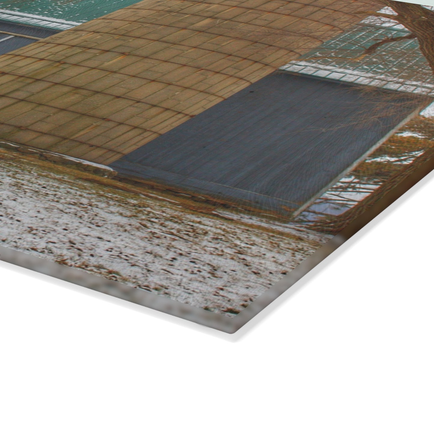 U R There Photography Hollow Corners Grey and Silo Rustic Farmhouse Tempered-Glass Cutting Board