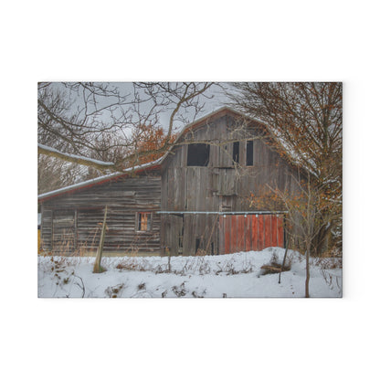 U R There Photography Hayes Road Grey in Winter I Rustic Farmhouse Tempered-Glass Cutting Board