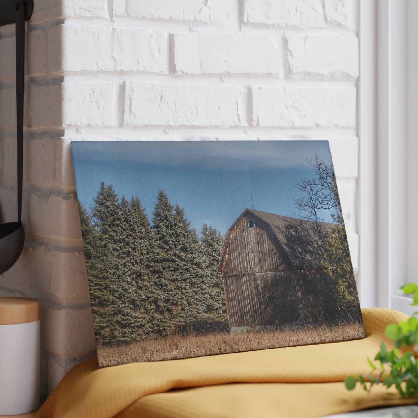 U R There Photography Washburn Old Grey Rustic Farmhouse Tempered-Glass Cutting Board