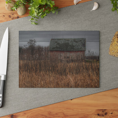 U R There Photography Brown Road Rustic Rustic Farmhouse Tempered-Glass Cutting Board
