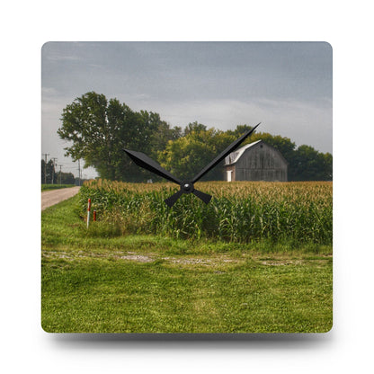 U R There Photography Quanicassee Road Grey Rustic Farmhouse Acrylic Analog Wall Clock