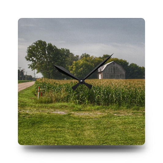 Quanicassee Road Grey Rustic Farmhouse Acrylic Analog Wall Clock 10.75'' × 10.75'' (Square)